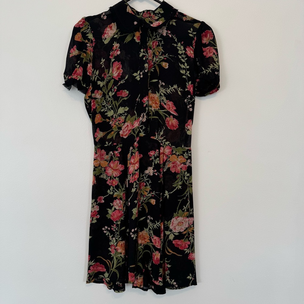 Reformation Elmwood Dress Black Floral